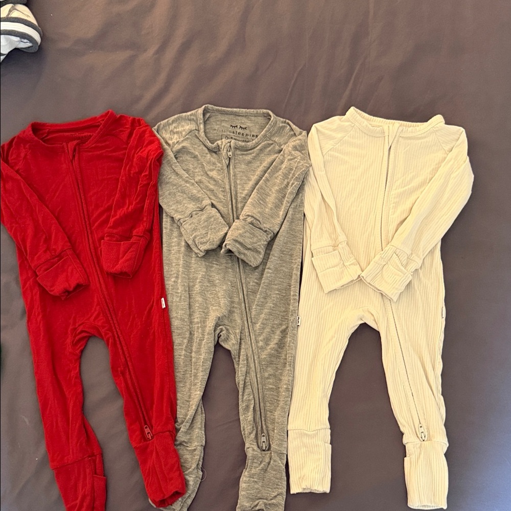 Little Sleepies Zippies - Red, Gray, and Cream